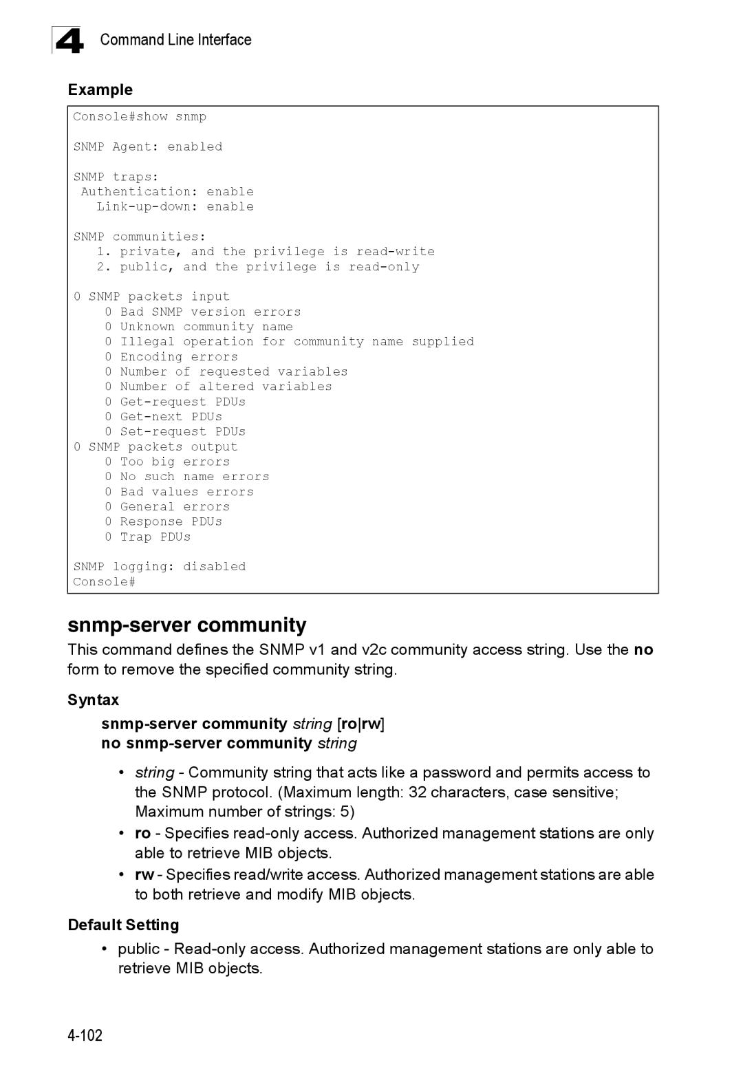 SMC Networks SMC8150L2 manual Snmp-server community, Syntax 