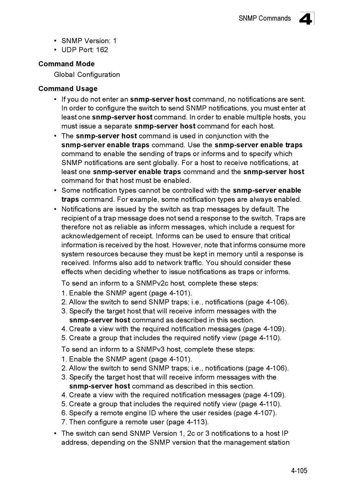 SMC Networks SMC8150L2 manual Snmp Version UDP Port, Command Usage 