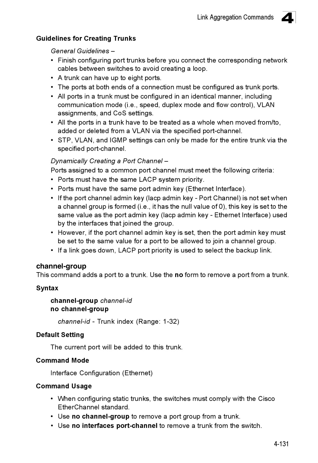 SMC Networks SMC8150L2 manual Channel-group, Guidelines for Creating Trunks, General Guidelines 