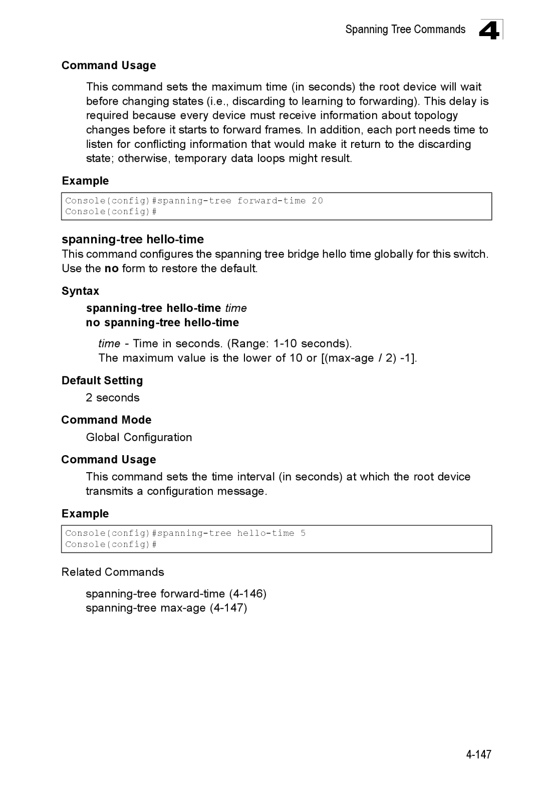 SMC Networks SMC8150L2 manual Spanning-tree hello-time 