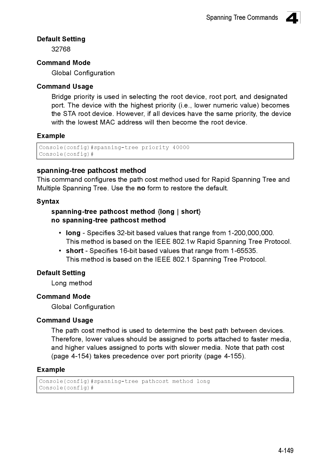 SMC Networks SMC8150L2 manual Spanning-tree pathcost method, Long method 