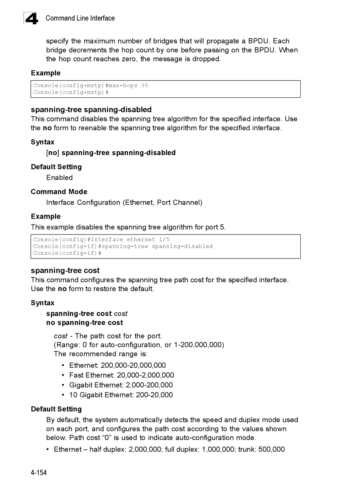 SMC Networks SMC8150L2 manual Spanning-tree spanning-disabled, Spanning-tree cost 