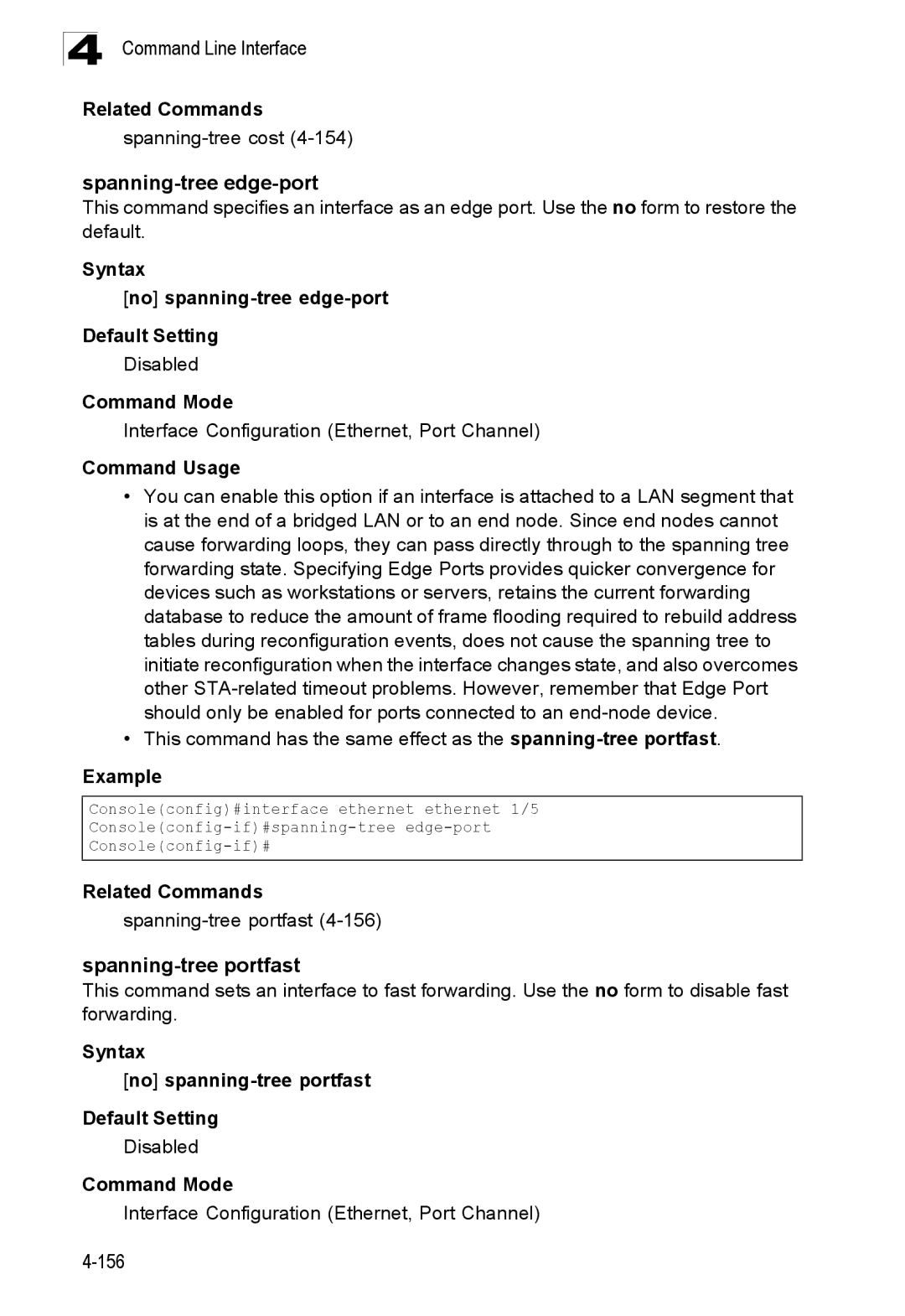 SMC Networks SMC8150L2 Spanning-tree edge-port, Spanning-tree portfast, Syntax No spanning-tree edge-port Default Setting 