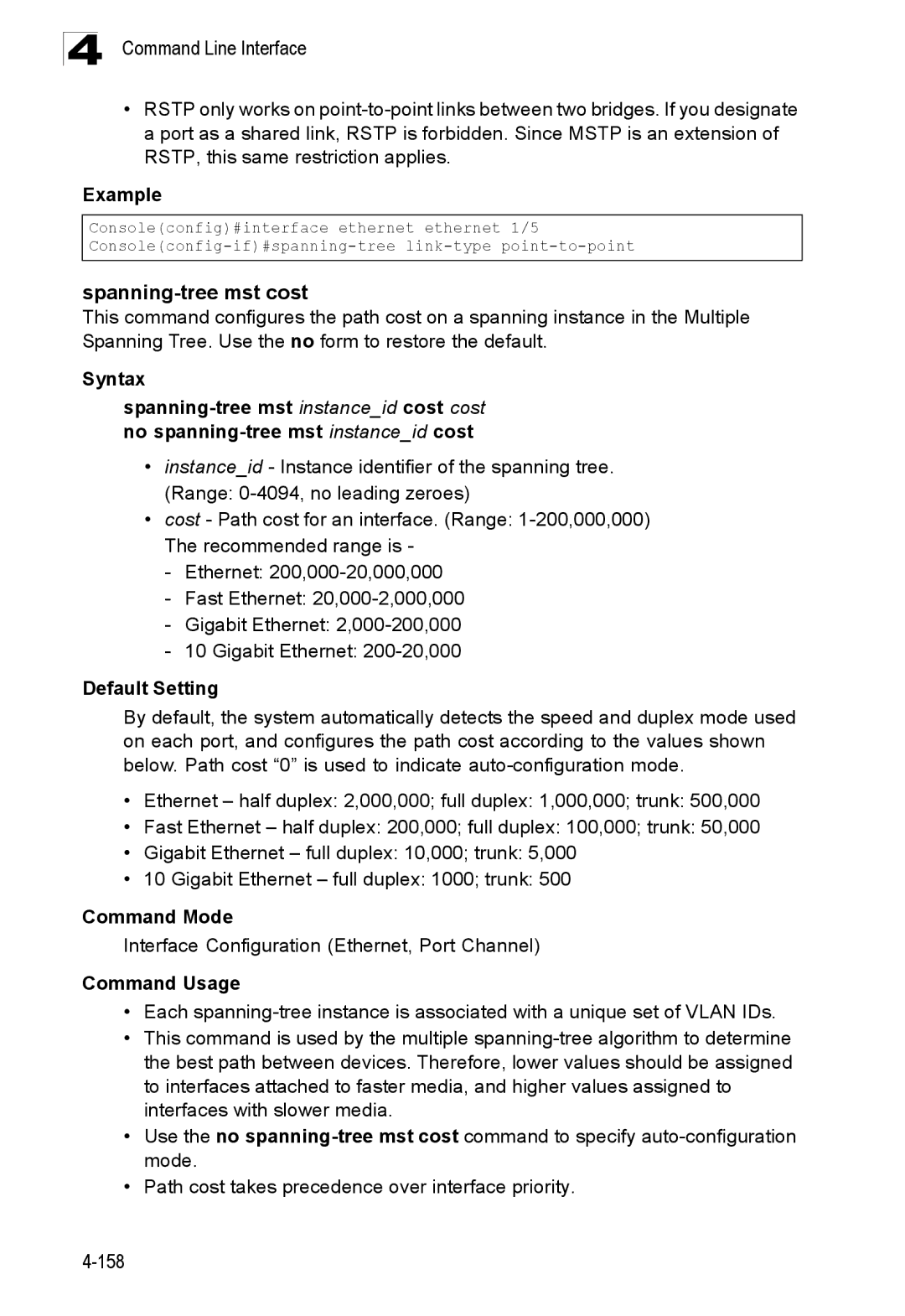 SMC Networks SMC8150L2 manual Spanning-tree mst cost 