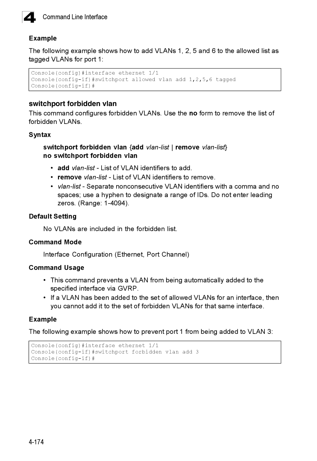 SMC Networks SMC8150L2 manual Switchport forbidden vlan, No VLANs are included in the forbidden list 