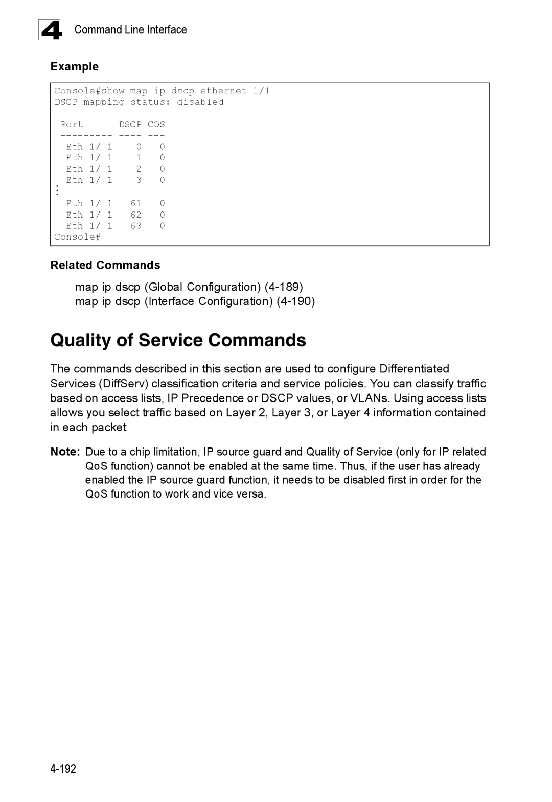 SMC Networks SMC8150L2 manual Quality of Service Commands, Related Commands 