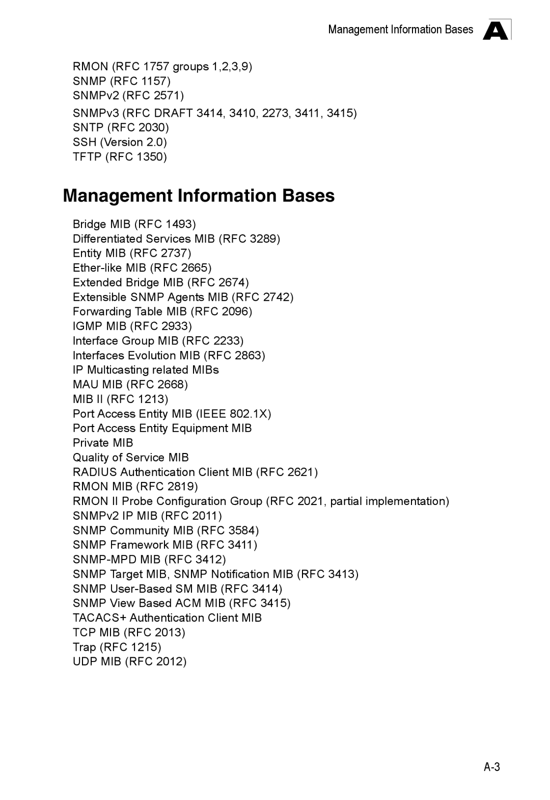 SMC Networks SMC8150L2 manual Management Information Bases a 