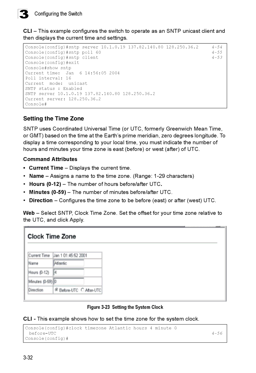 SMC Networks SMC8150L2 manual Setting the Time Zone, Setting the System Clock 