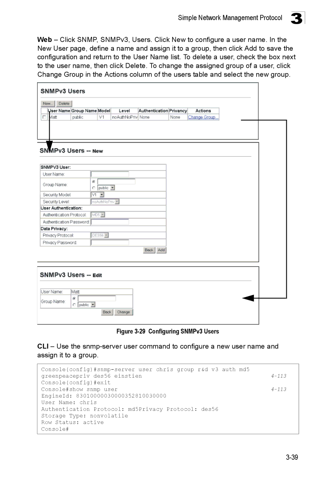 SMC Networks SMC8150L2 manual Configuring SNMPv3 Users 