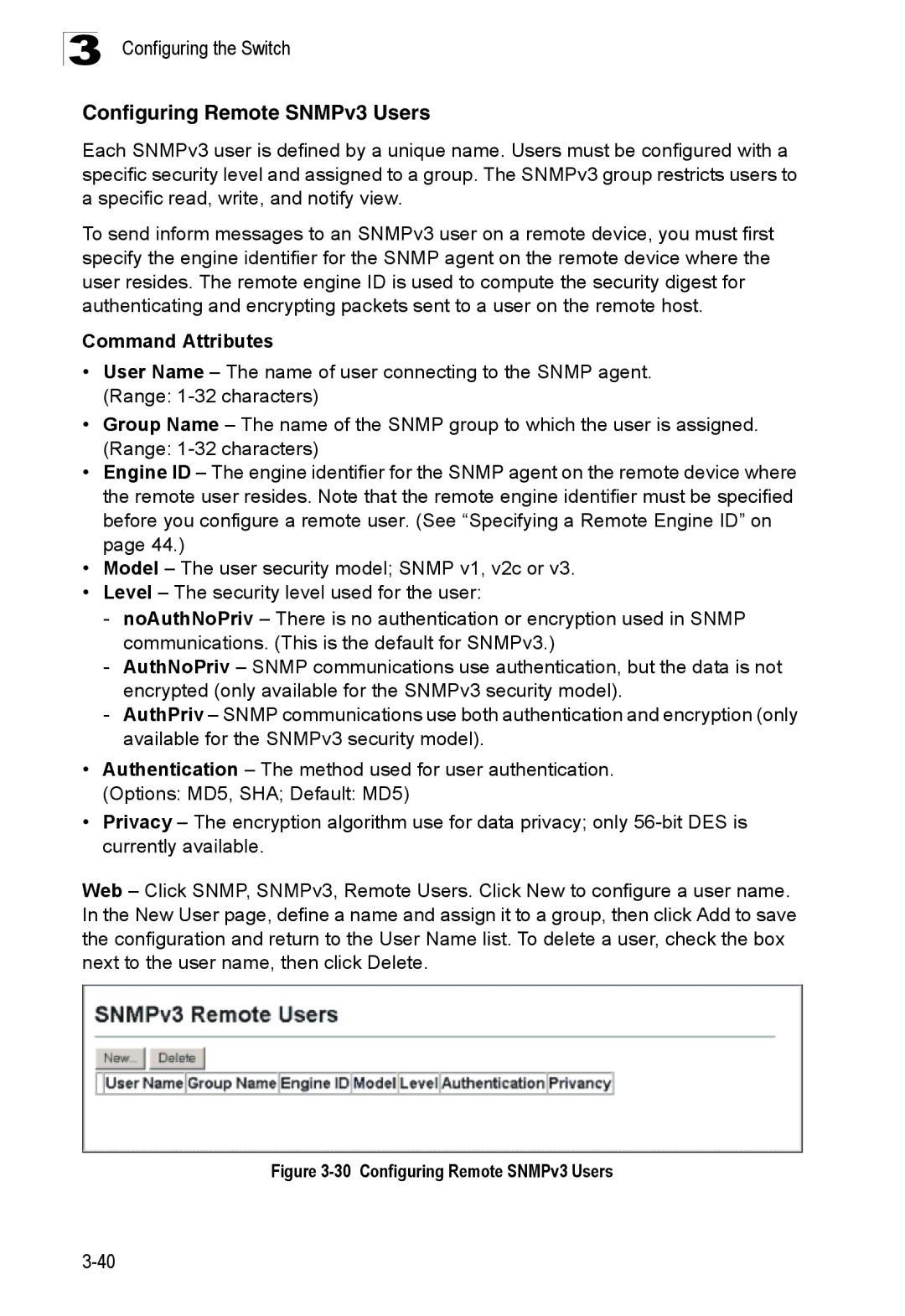 SMC Networks SMC8150L2 manual Configuring Remote SNMPv3 Users 