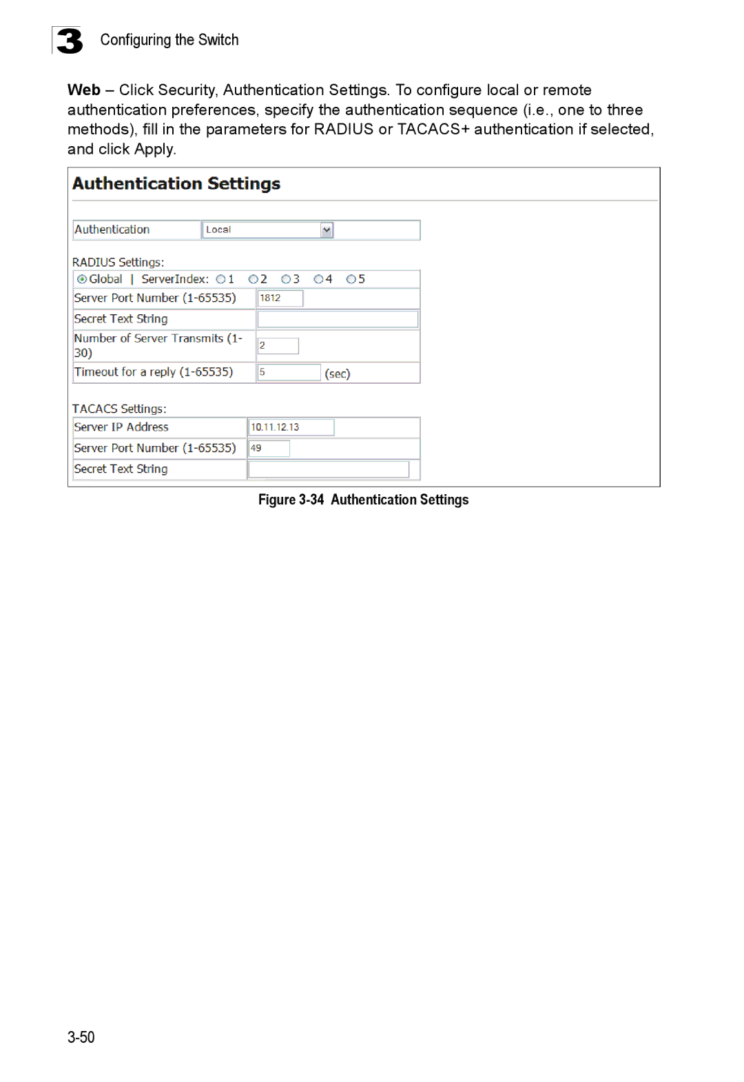 SMC Networks SMC8150L2 manual Authentication Settings 