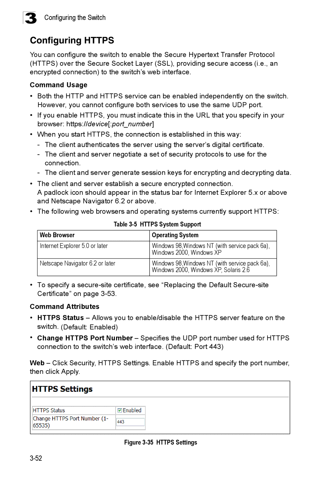 SMC Networks SMC8150L2 manual Configuring Https, Https System Support Web Browser Operating System 