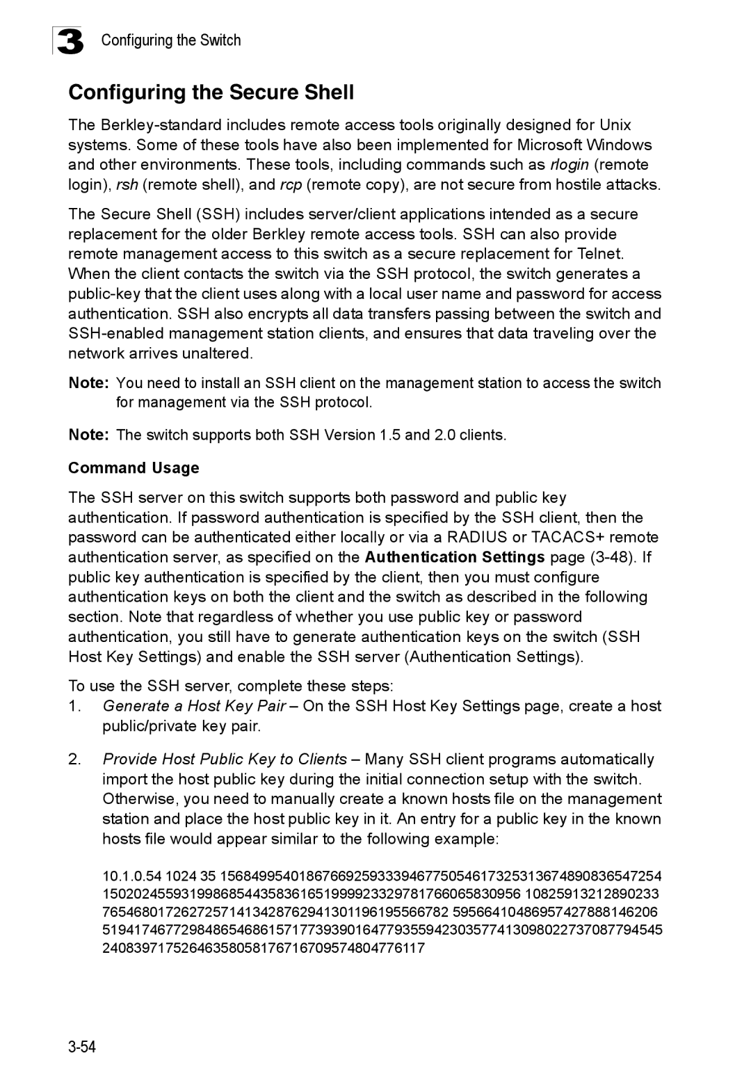 SMC Networks SMC8150L2 manual Configuring the Secure Shell 