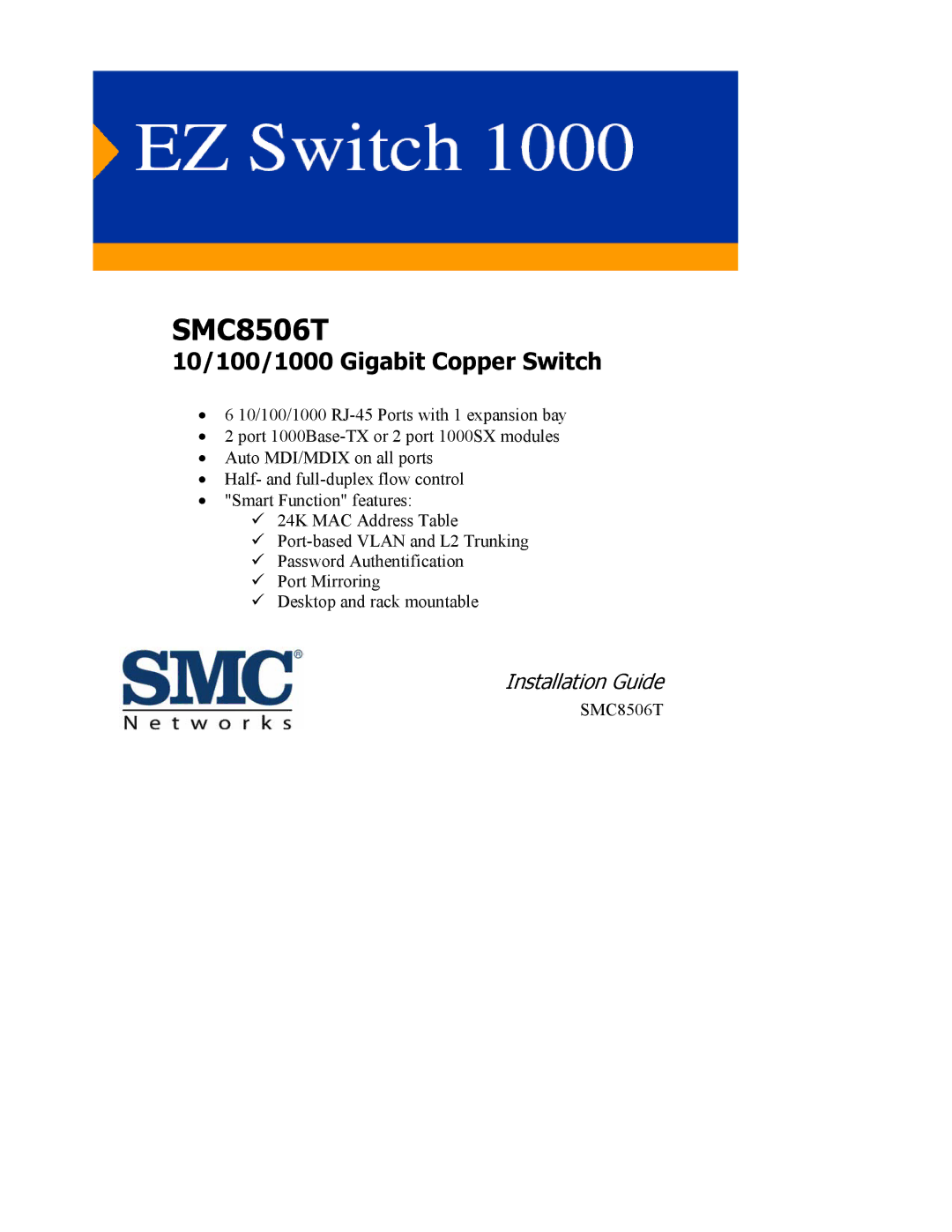 SMC Networks SMC8506T manual 