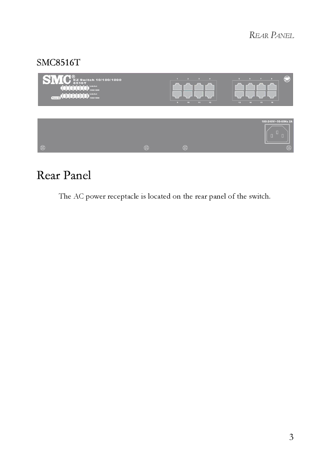 SMC Networks SMC8516T manual Rear Panel 