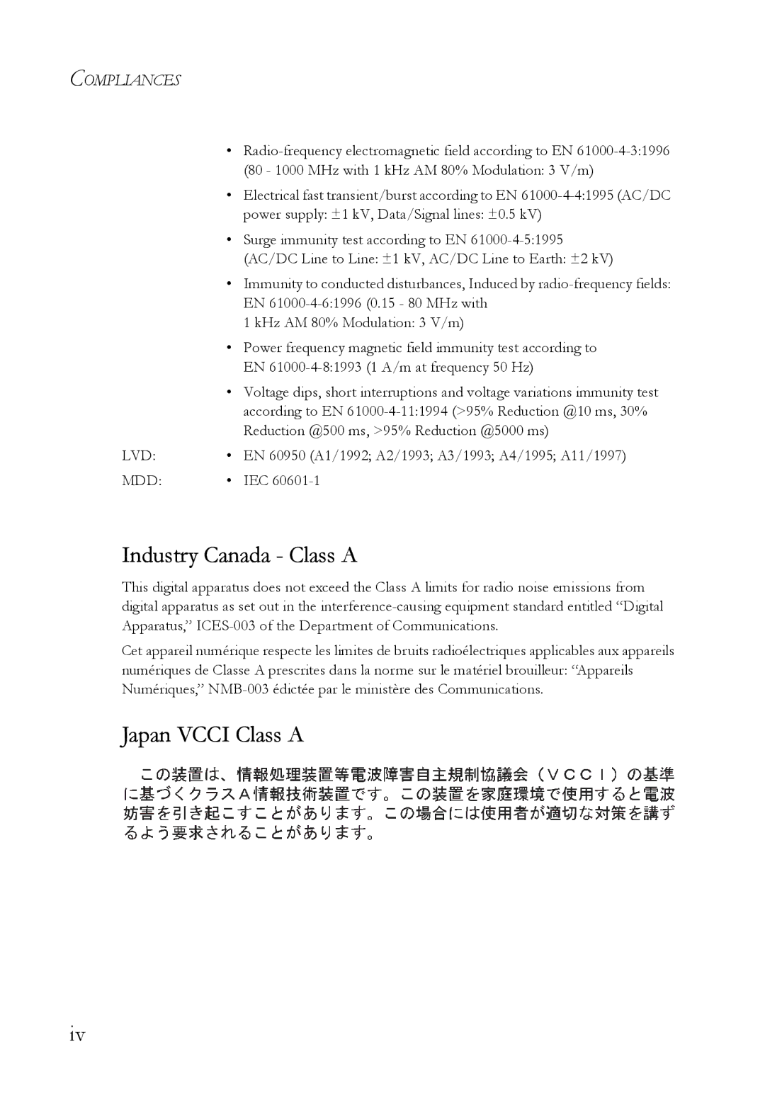 SMC Networks SMC8516T manual Industry Canada Class a, Japan Vcci Class a 