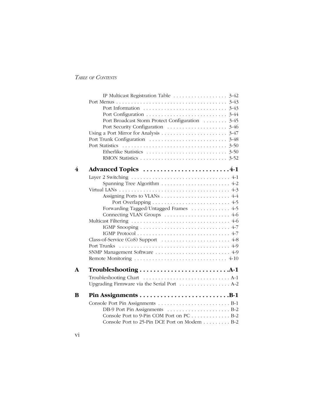 SMC Networks SMC8606T manual Advanced Topics, Troubleshooting, Pin Assignments 