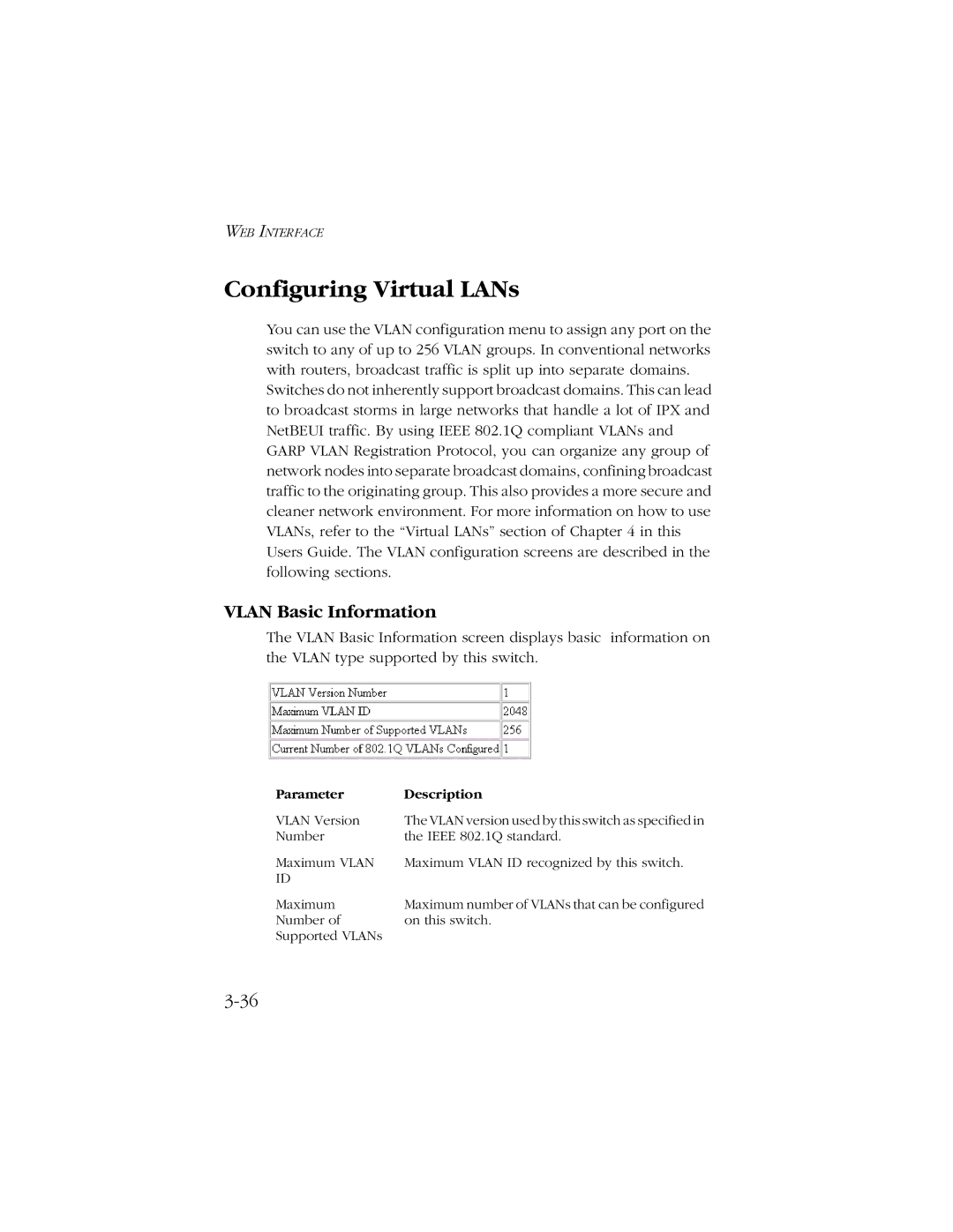 SMC Networks SMC8606T manual Configuring Virtual LANs, Vlan Basic Information 