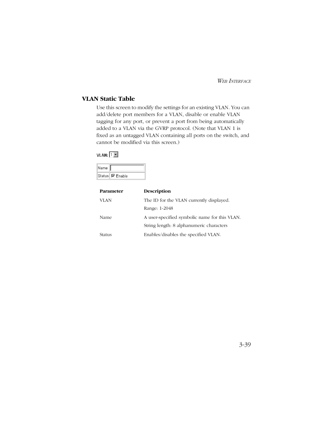 SMC Networks SMC8606T manual Vlan Static Table 