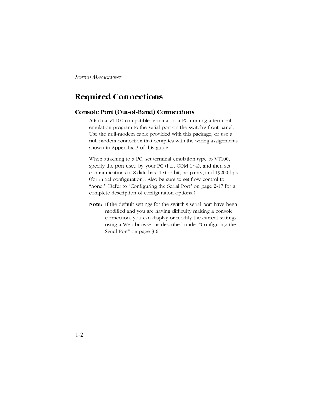 SMC Networks SMC8606T manual Required Connections, Console Port Out-of-Band Connections 