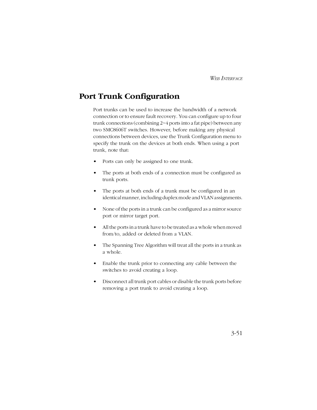 SMC Networks SMC8606T manual Port Trunk Configuration 