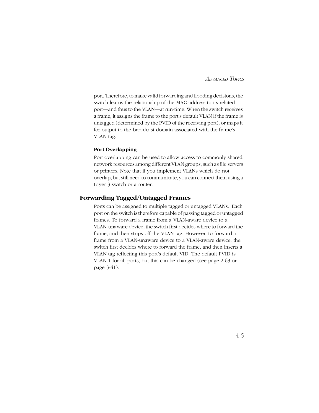 SMC Networks SMC8606T manual Forwarding Tagged/Untagged Frames, Port Overlapping 