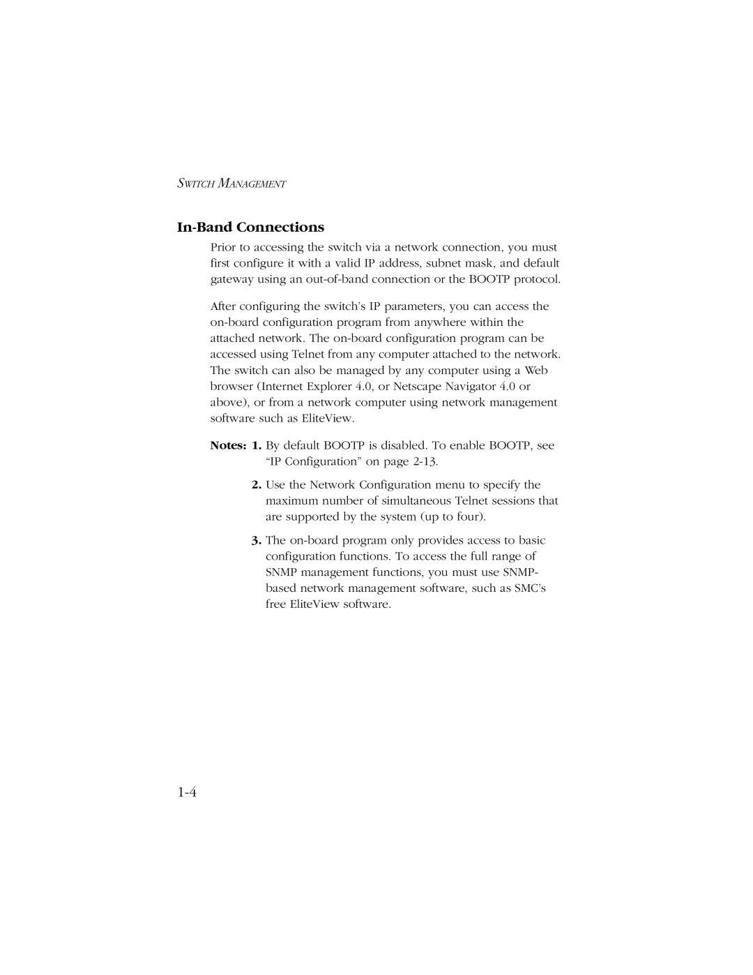 SMC Networks SMC8606T manual In-Band Connections 