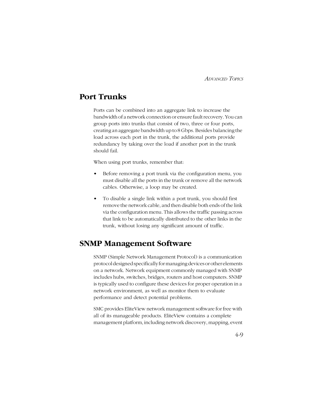 SMC Networks SMC8606T manual Port Trunks, Snmp Management Software 