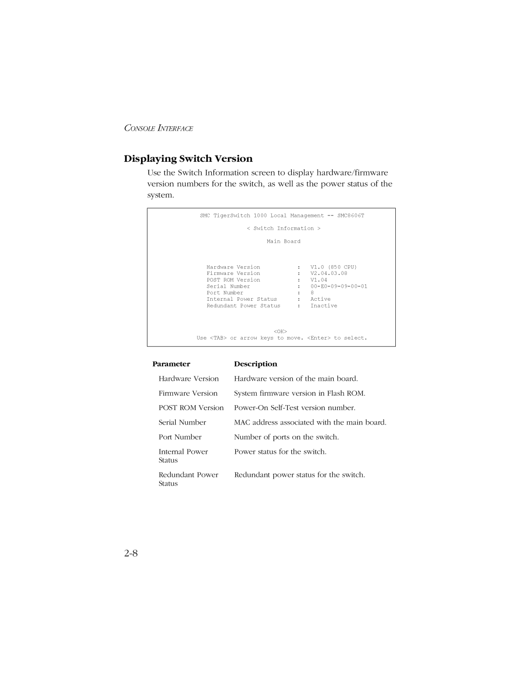 SMC Networks SMC8606T manual Displaying Switch Version, Post ROM 