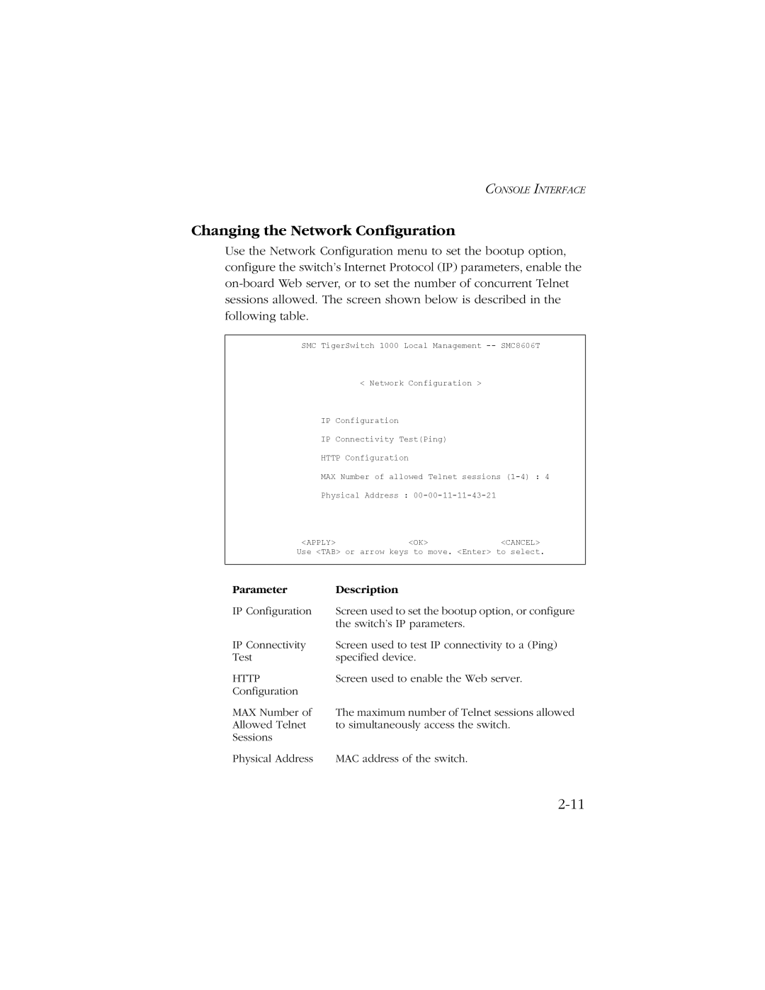 SMC Networks SMC8606T manual Changing the Network Configuration, Http 