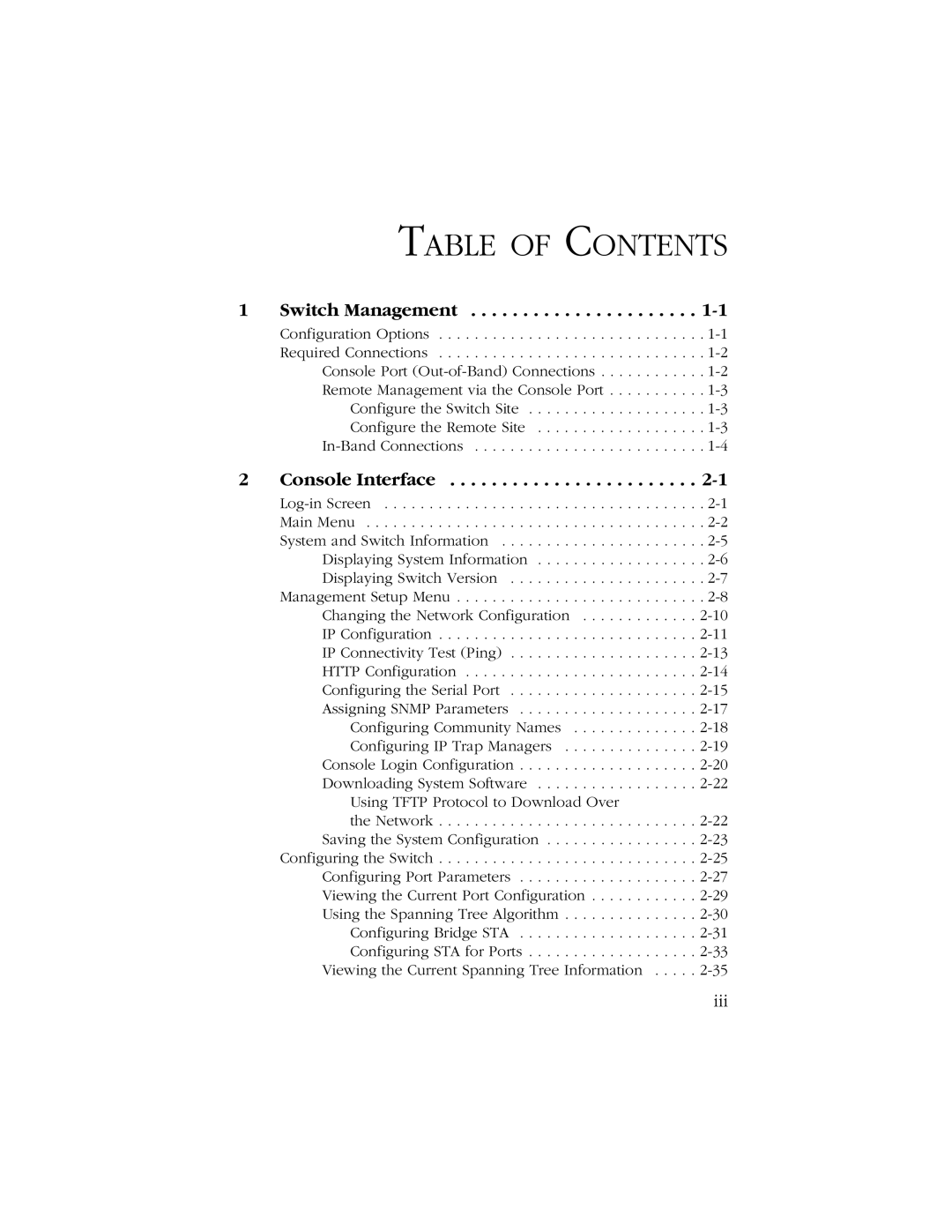 SMC Networks SMC8606T manual Table of Contents 