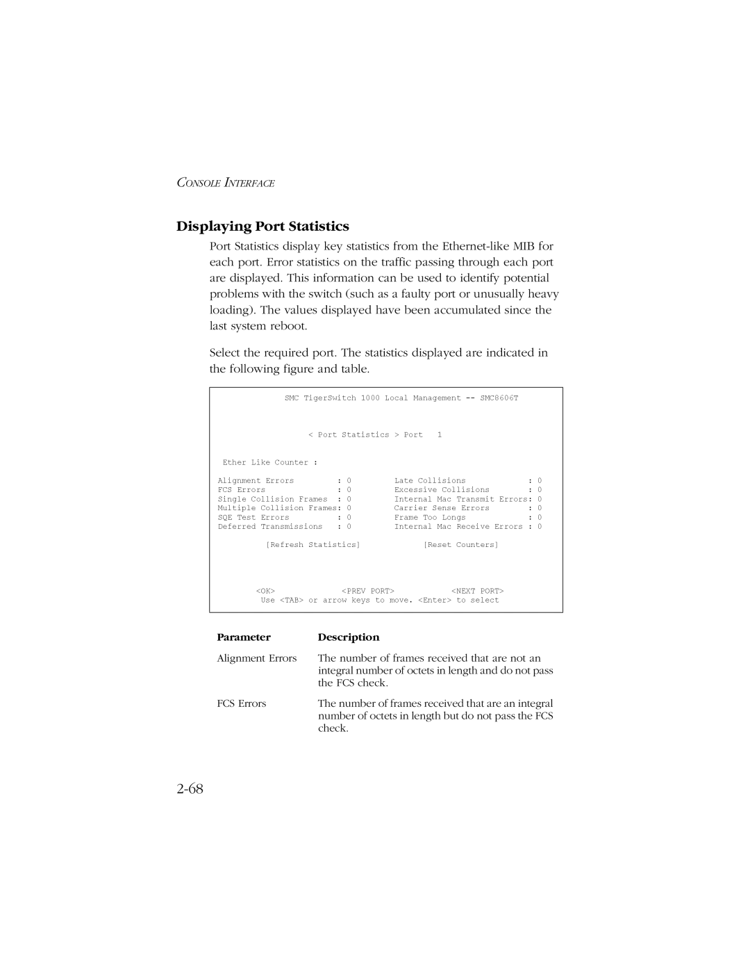 SMC Networks SMC8606T manual Displaying Port Statistics 