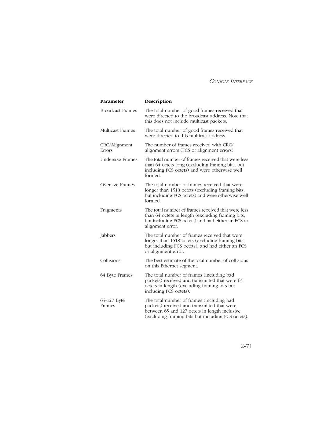 SMC Networks SMC8606T manual Parameter Description 