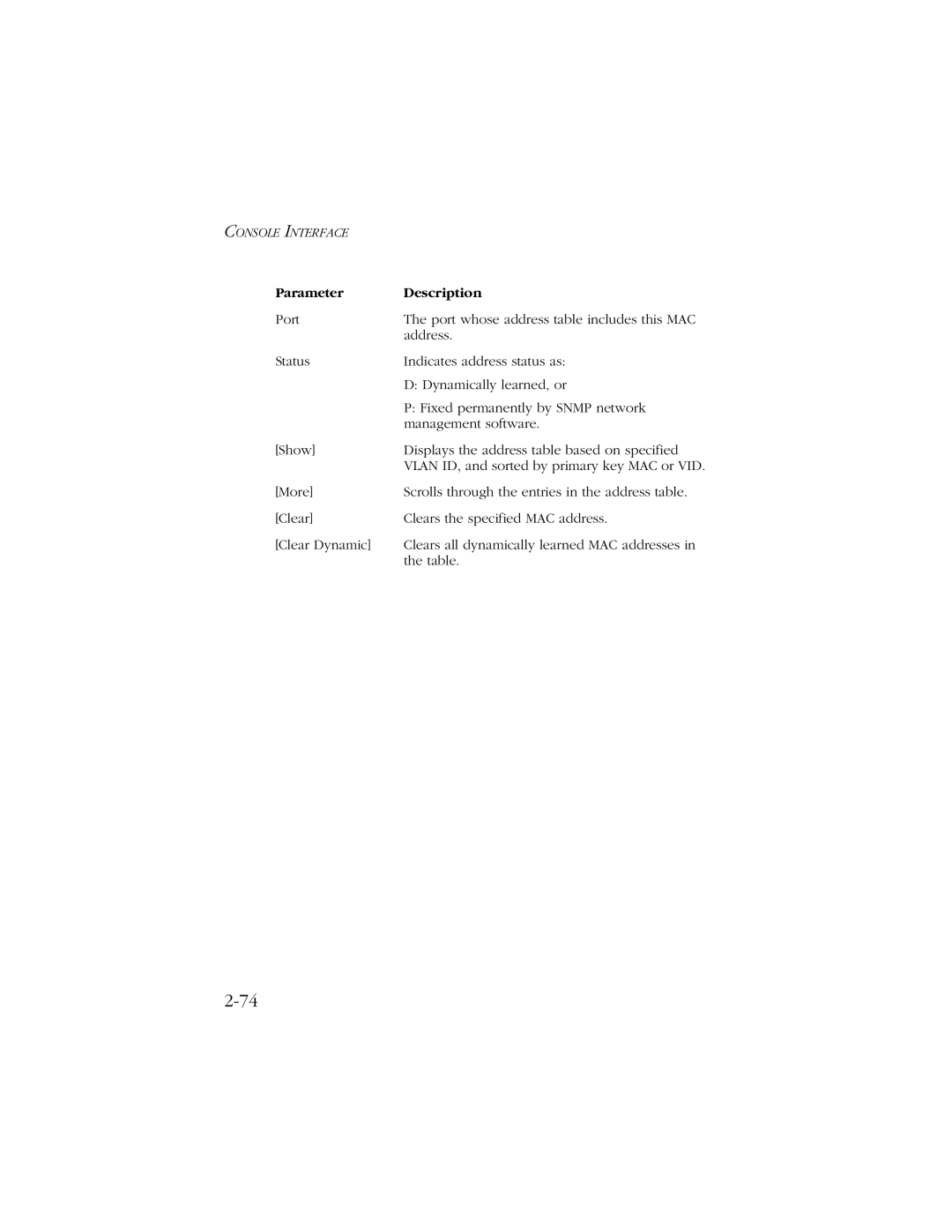 SMC Networks SMC8606T manual Parameter Description 