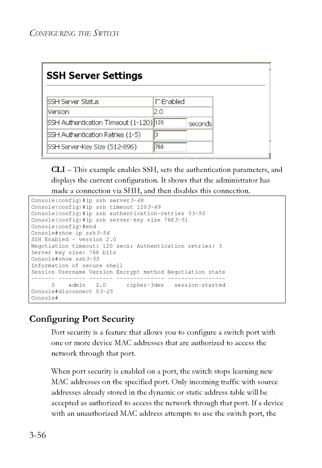 SMC Networks SMC8612XL3 F 1.0.1.3 manual Configuring Port Security 