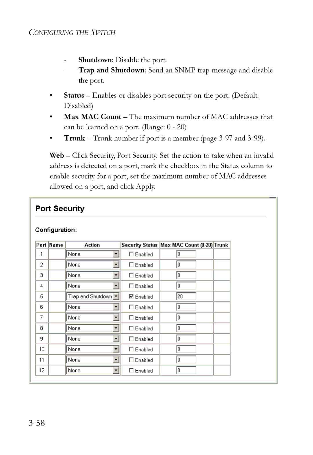 SMC Networks SMC8612XL3 F 1.0.1.3 manual Configuring the Switch 