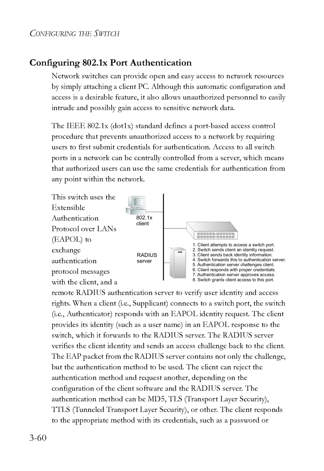 SMC Networks SMC8612XL3 F 1.0.1.3 manual Configuring 802.1x Port Authentication 