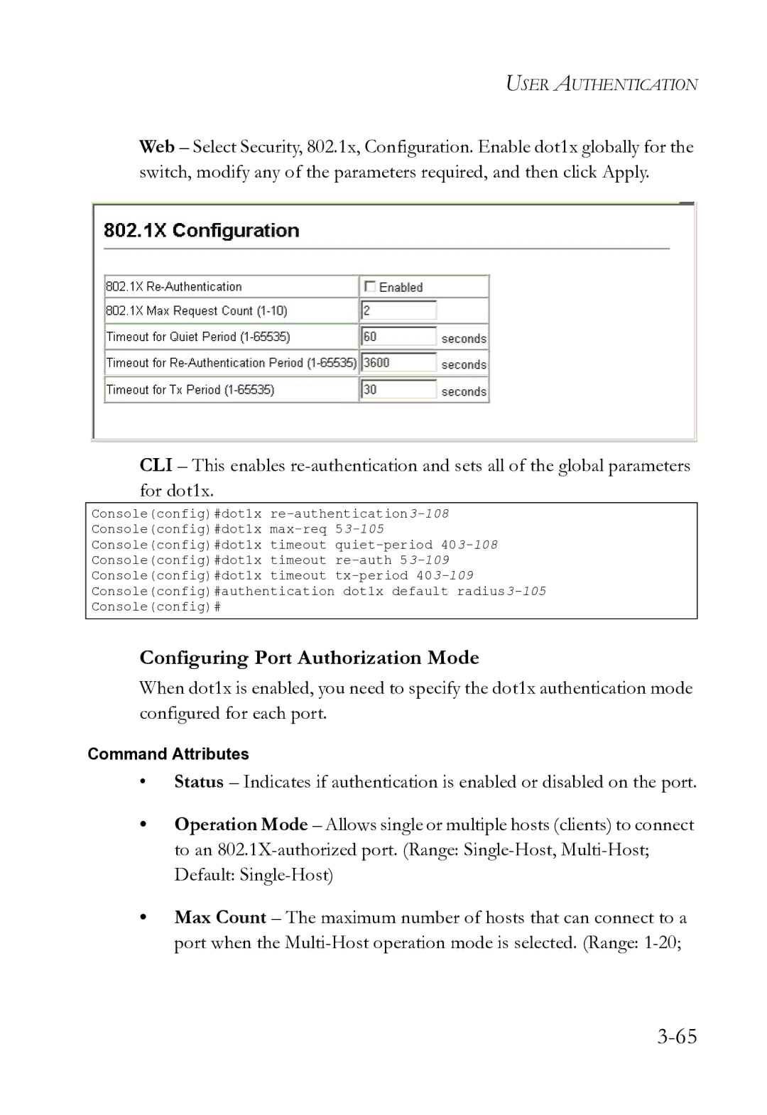 SMC Networks SMC8612XL3 F 1.0.1.3 manual Configuring Port Authorization Mode 