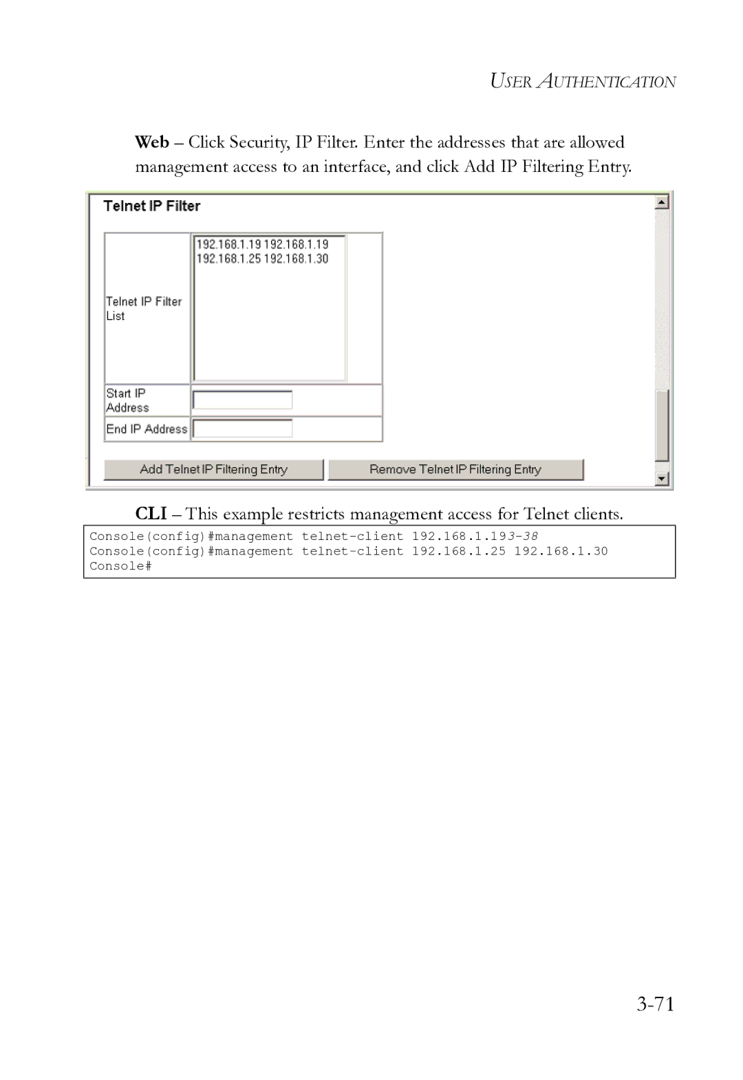 SMC Networks SMC8612XL3 F 1.0.1.3 manual User Authentication 