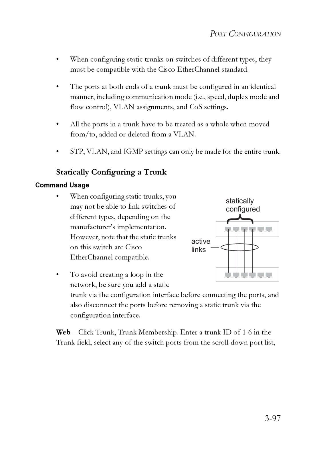 SMC Networks SMC8612XL3 F 1.0.1.3 manual Statically Configuring a Trunk 