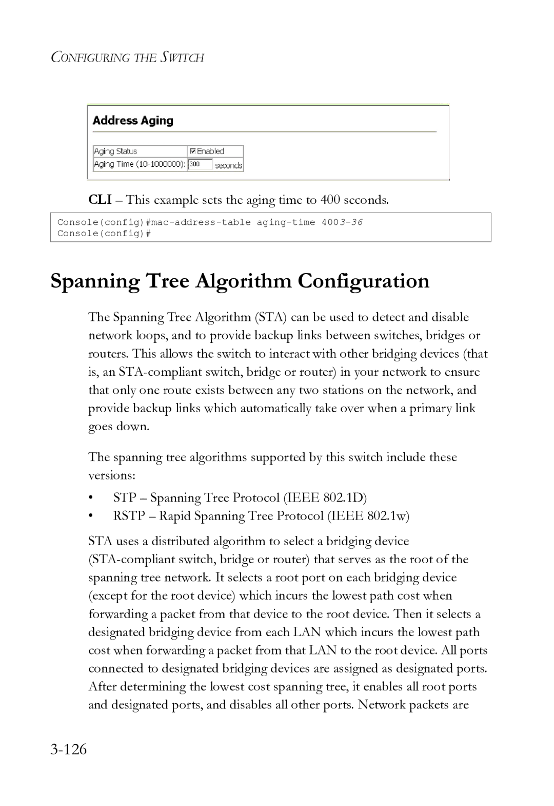 SMC Networks SMC8612XL3 F 1.0.1.3 manual Spanning Tree Algorithm Configuration, 126 