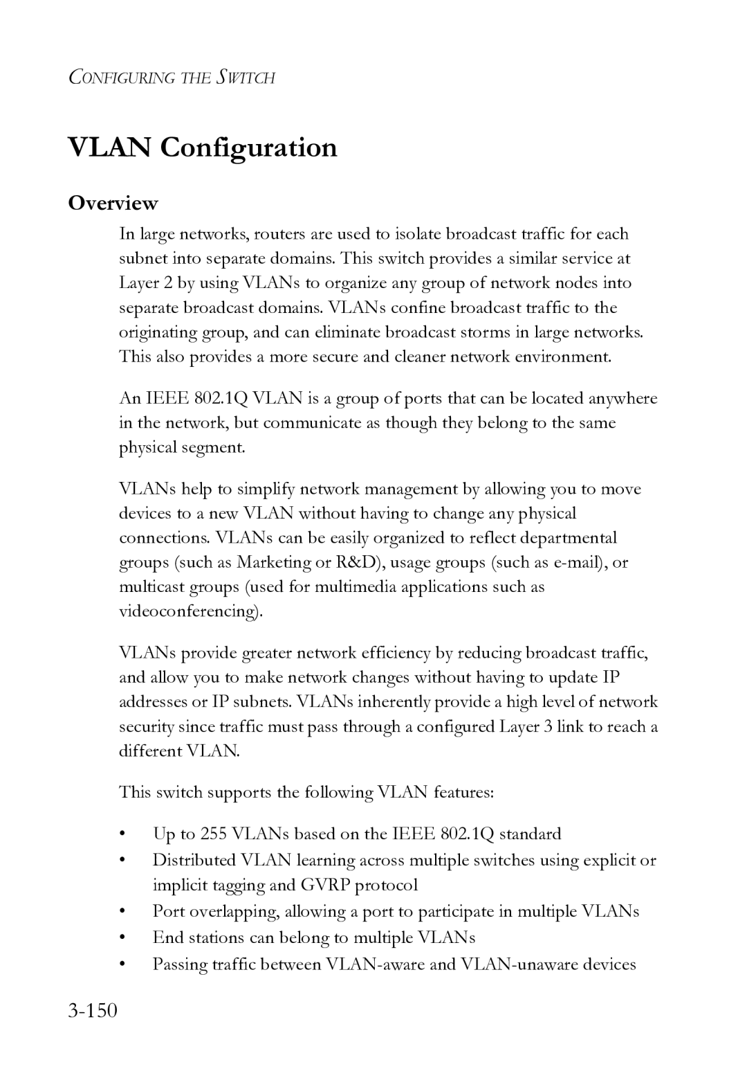 SMC Networks SMC8612XL3 F 1.0.1.3 manual Vlan Configuration, Overview, 150 