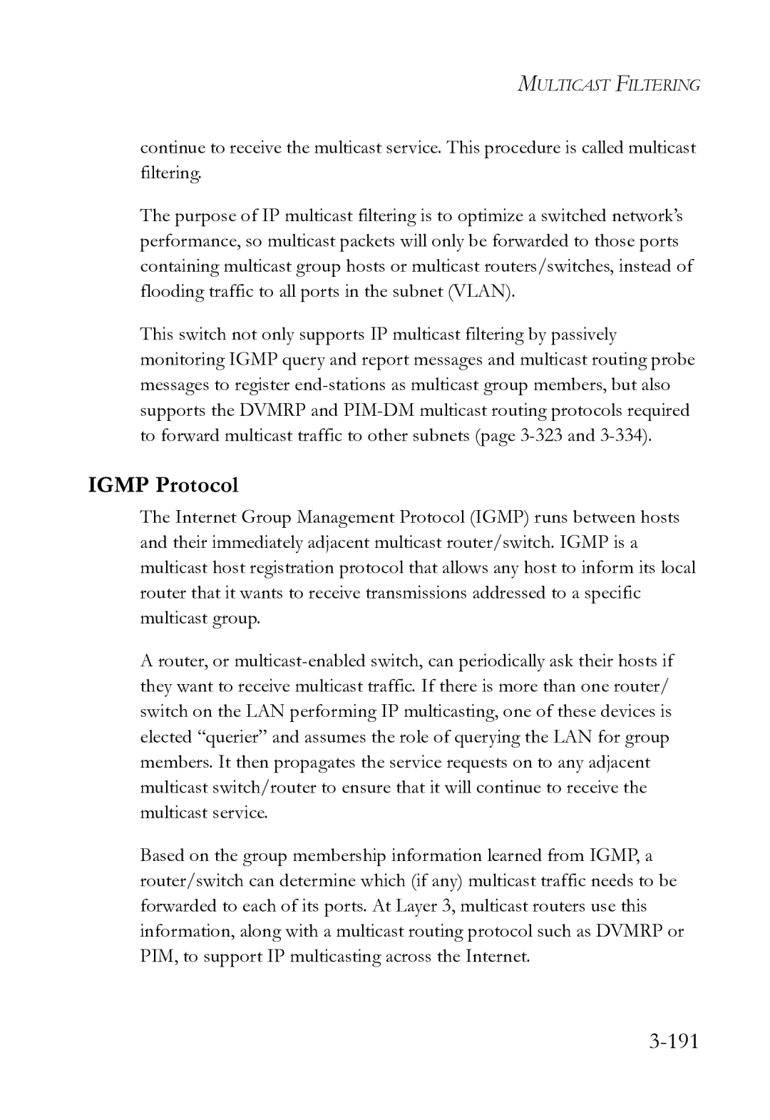 SMC Networks SMC8612XL3 F 1.0.1.3 manual Igmp Protocol, 191 