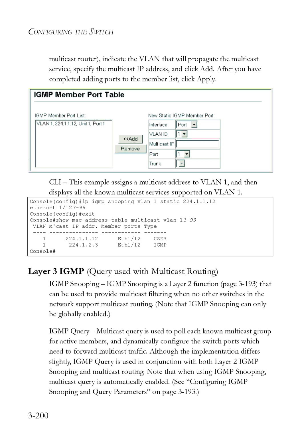 SMC Networks SMC8612XL3 F 1.0.1.3 manual Layer 3 Igmp Query used with Multicast Routing, 200 