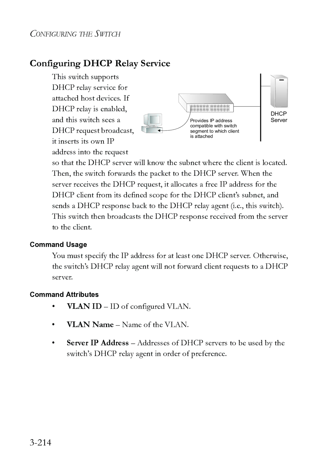 SMC Networks SMC8612XL3 F 1.0.1.3 manual Configuring Dhcp Relay Service, 214 