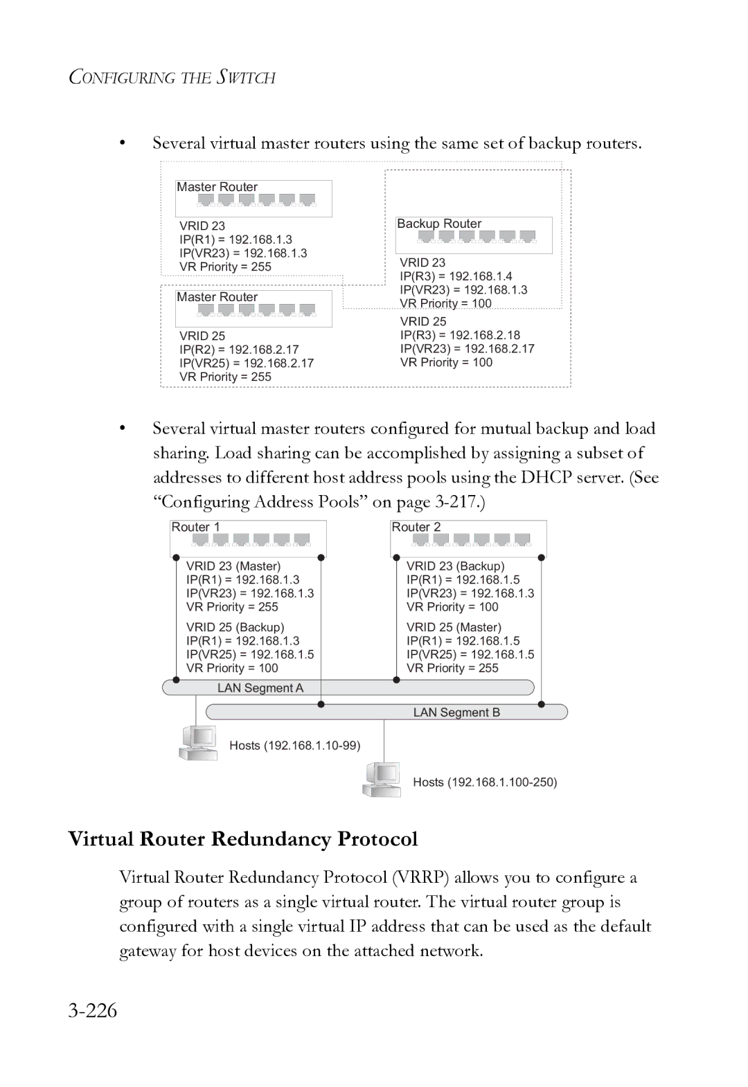 SMC Networks SMC8612XL3 F 1.0.1.3 manual Virtual Router Redundancy Protocol, 226 