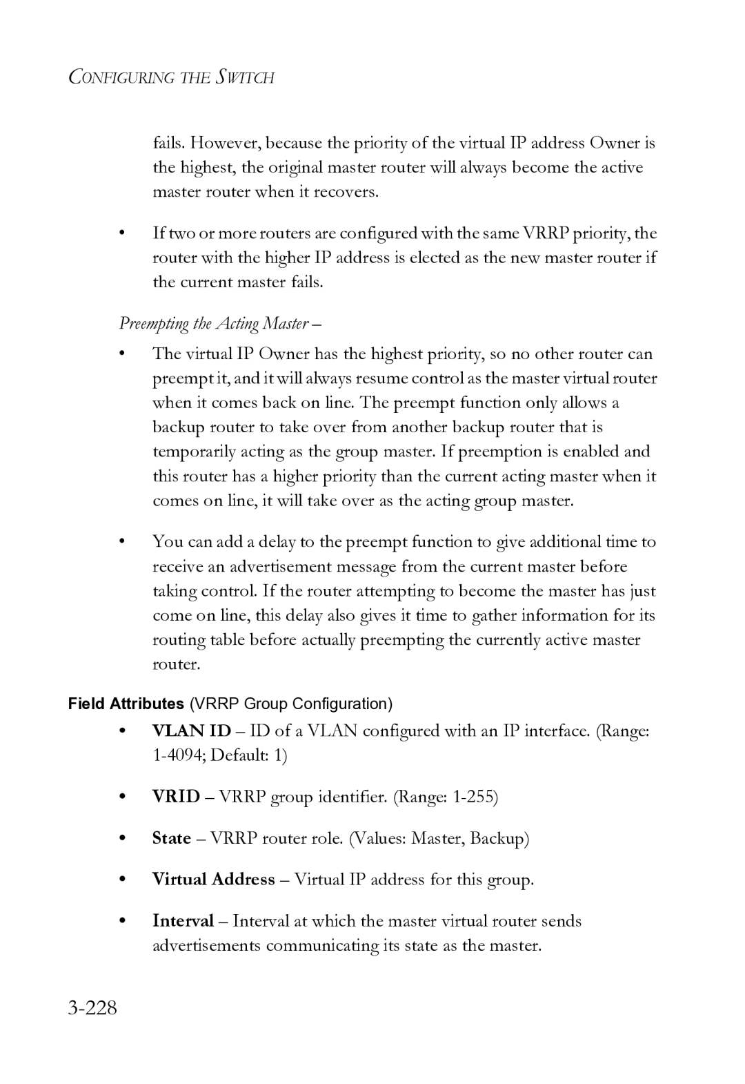 SMC Networks SMC8612XL3 F 1.0.1.3 manual 228, Preempting the Acting Master 