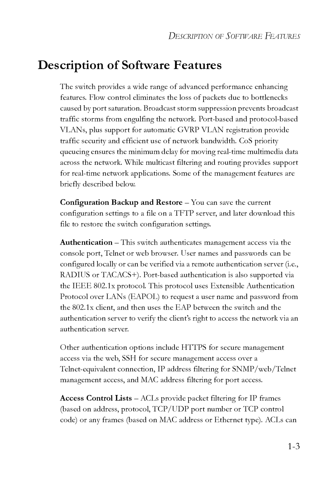 SMC Networks SMC8612XL3 F 1.0.1.3 manual Description of Software Features 