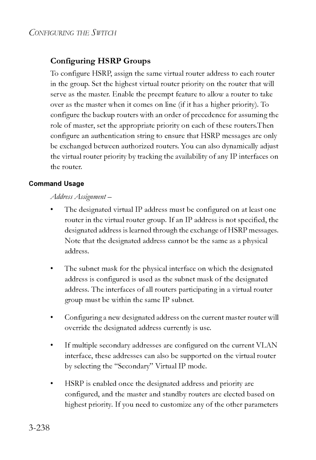 SMC Networks SMC8612XL3 F 1.0.1.3 manual 238, Configuring Hsrp Groups 