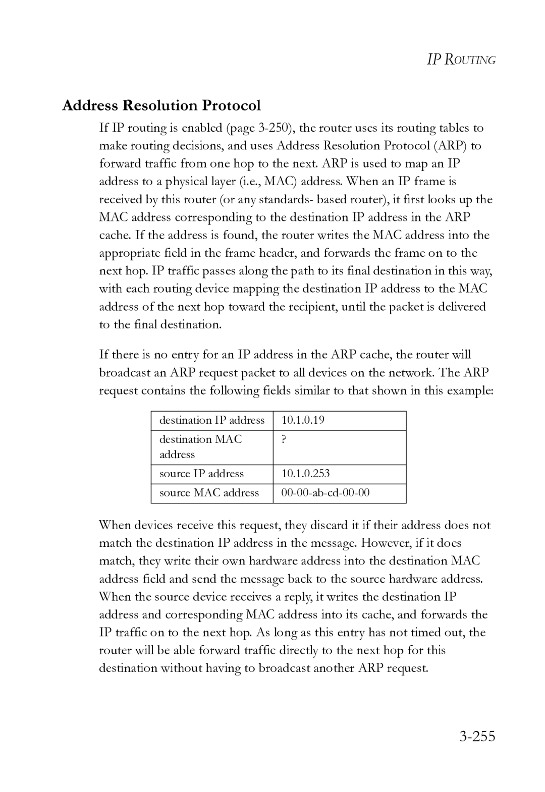 SMC Networks SMC8612XL3 F 1.0.1.3 manual Address Resolution Protocol, 255 